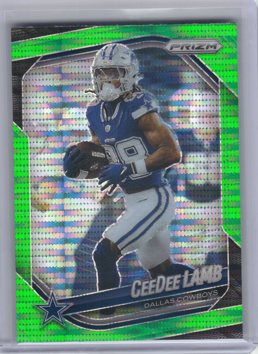 2025 Panini Prizm #154 CeeDee Lamb Neon Green Pulsar Dallas Cowboys