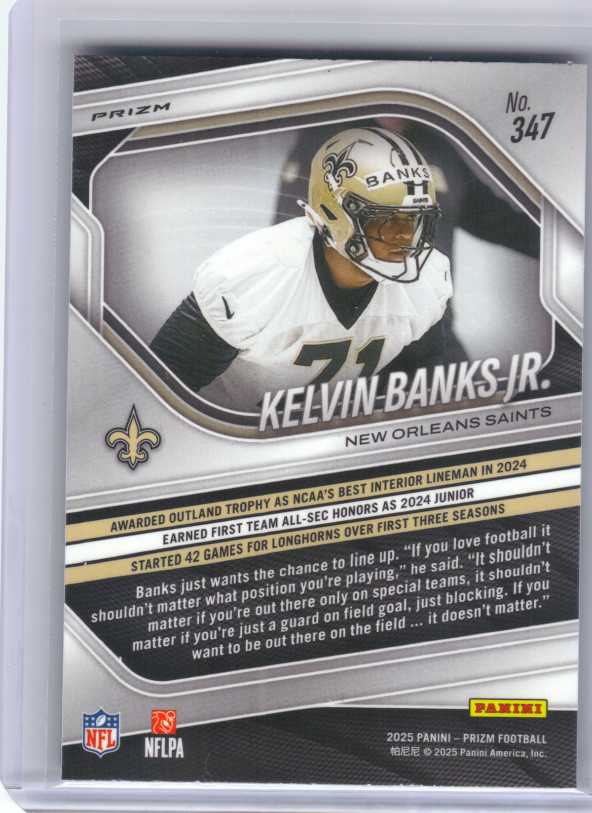 2025 Panini Prizm #347 Kelvin Banks Jr. Neon Green Pulsar New Orleans Saints