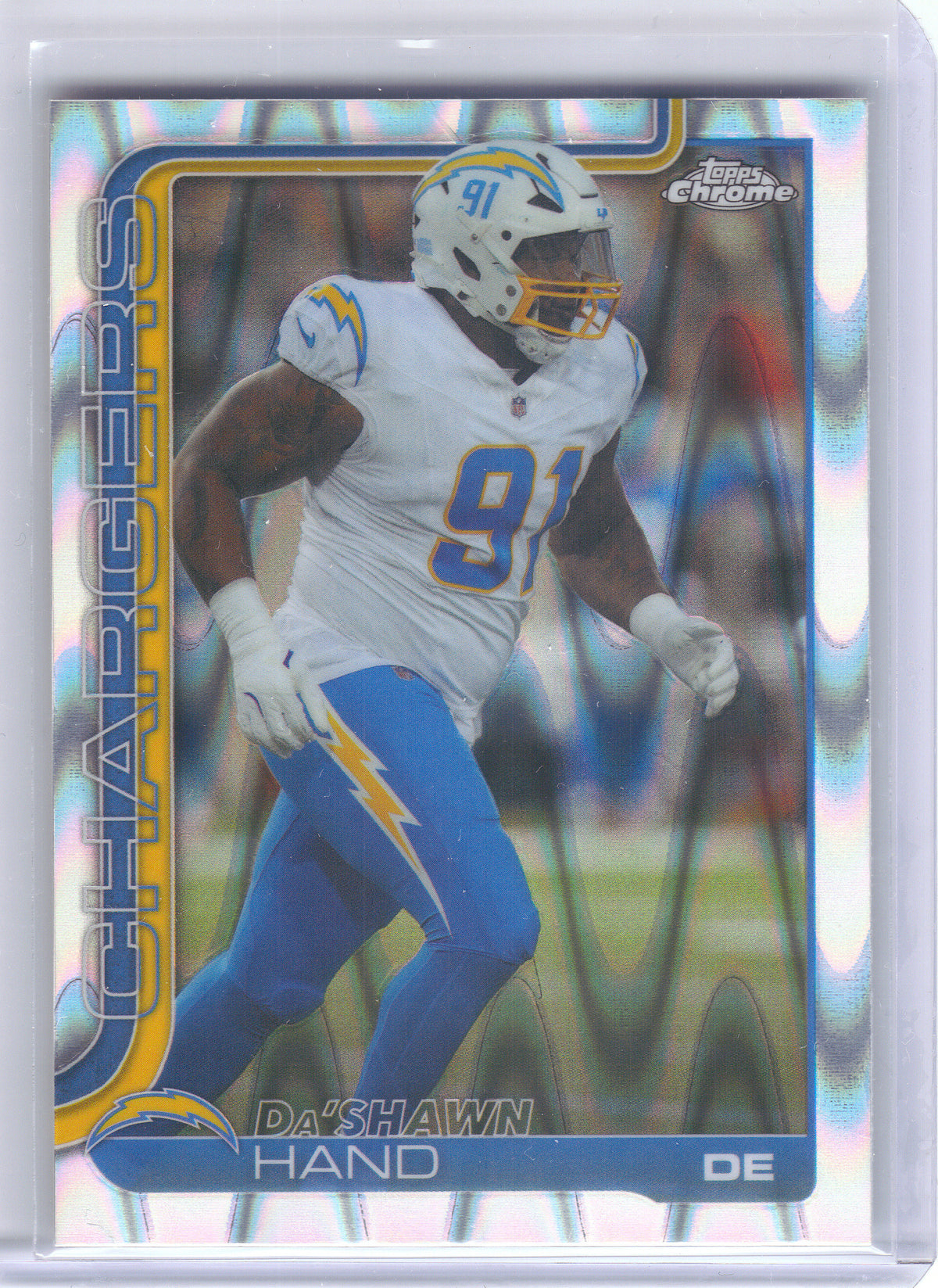 2025 Topps Chrome #164 Da'Shawn Hand Ray Wave Refractor Los Angeles Chargers