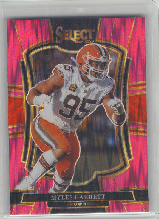 2025 Panini Select #156 Myles Garrett Pink Prizm Shock Cleveland Browns