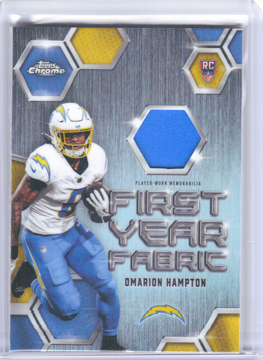 2025 Topps Chrome #FYF-OH Omarion Hampton First Year Fabric Los Angeles Chargers MEM