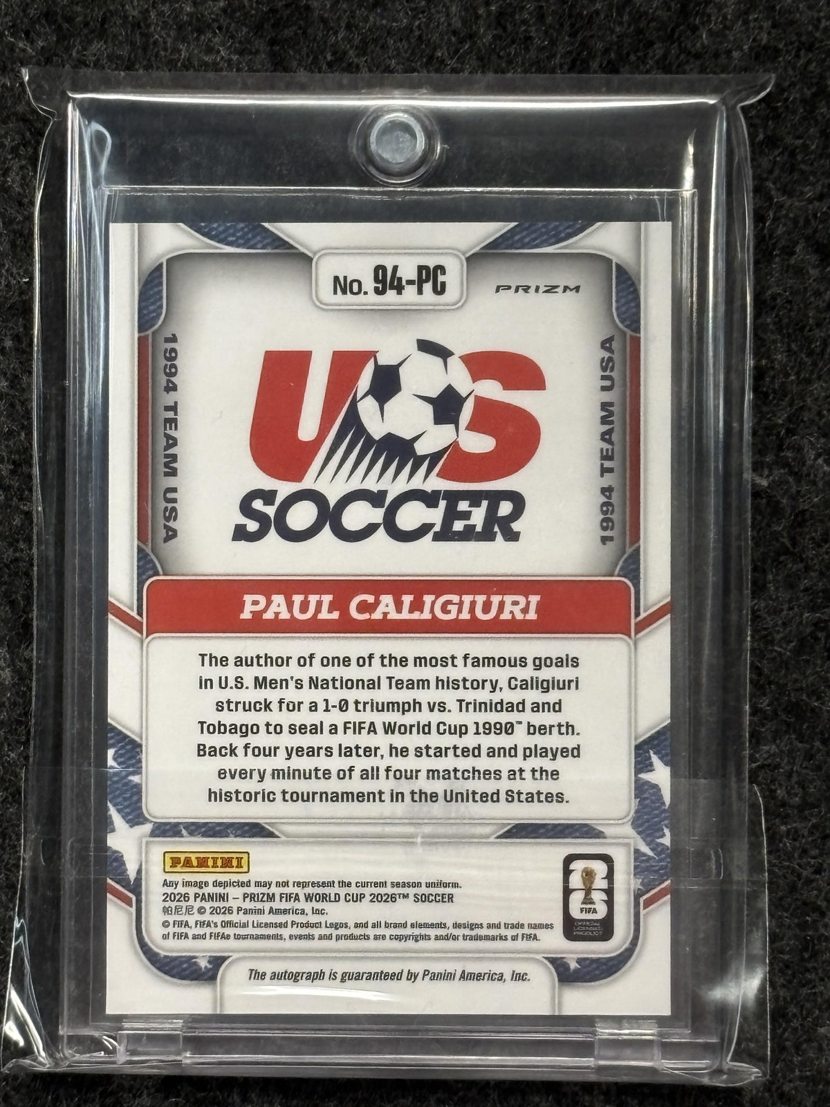 2026 Panini Prizm FIFA World Cup #94-PC Paul Caligiuri 1994 Team USA Signatures Preferred Prizm USA AU