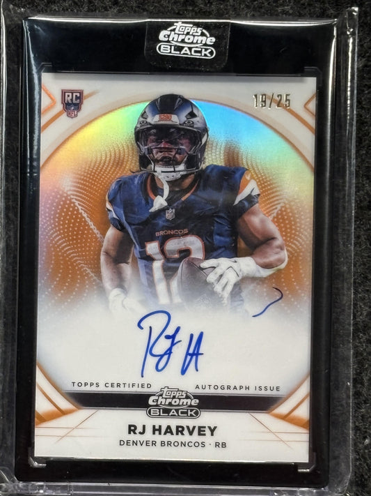 2025 Topps Chrome Black #IA-RH RJ Harvey Ivory Autographs Orange Refractor #/25 Denver Broncos SN, AU