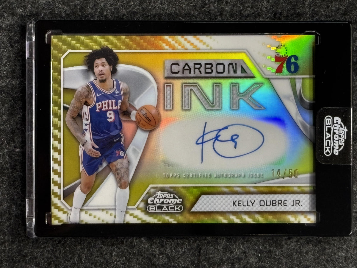 2025-26 Topps Chrome Black #CI-KO Kelly Oubre jr. Carbon Ink Autographs Gold Refractor #/50 Philadelphia 76ers SN, AU