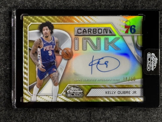 2025-26 Topps Chrome Black #CI-KO Kelly Oubre jr. Carbon Ink Autographs Gold Refractor #/50 Philadelphia 76ers SN, AU