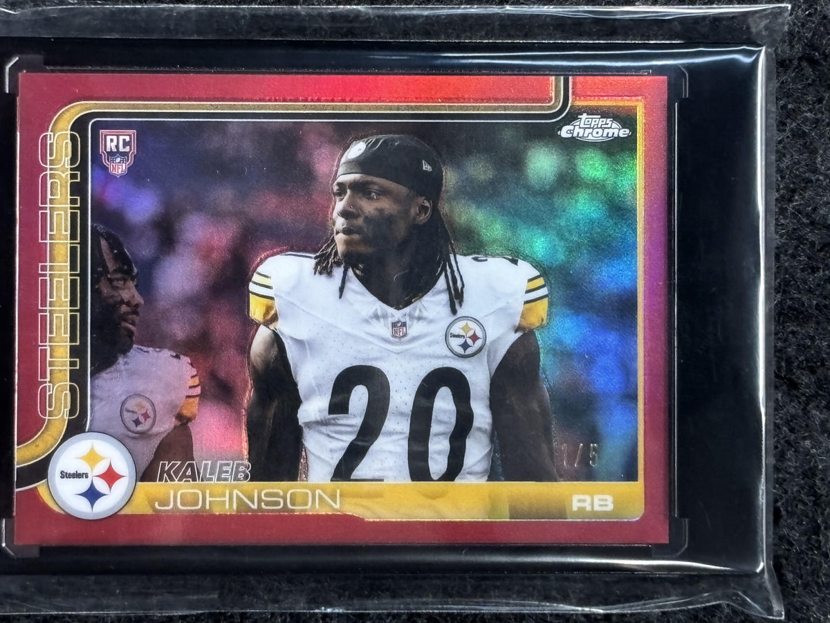 2025 Topps Chrome #323 Kaleb Johnson Red Refractor Image Variation Pittsburgh Steelers SN, RC