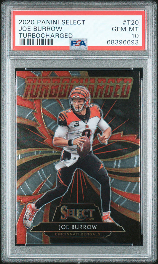 2020 Panini Select Turbocharged #T20 Joe Burrow Turbocharged PSA 10 Cincinnati Bengals