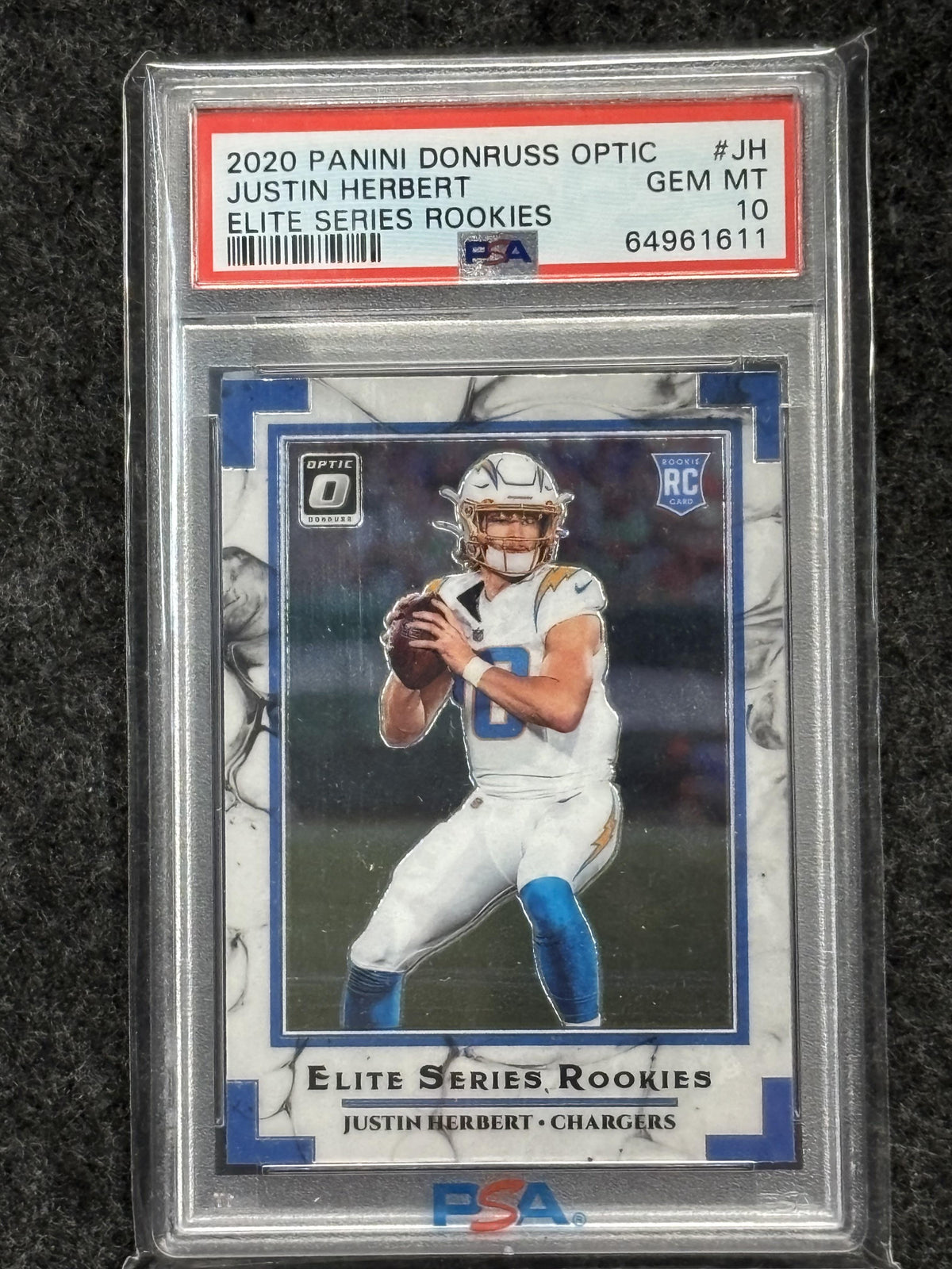 2020 Donruss Optic #ESR-JH Justin Herbert Rookie Elite Series PSA 10 Los Angeles Chargers