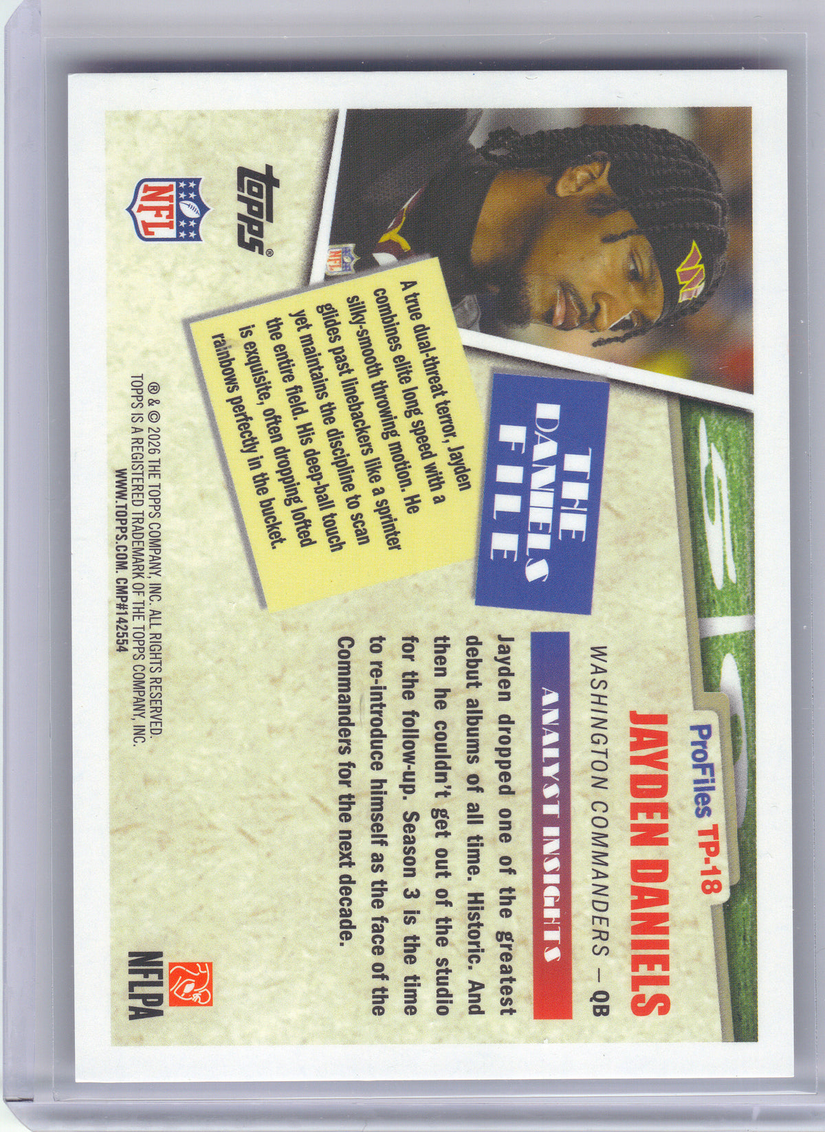 2026 Topps Flagship #TP-18 Jayden Daniels Topps Profiles Pink Washington Commanders