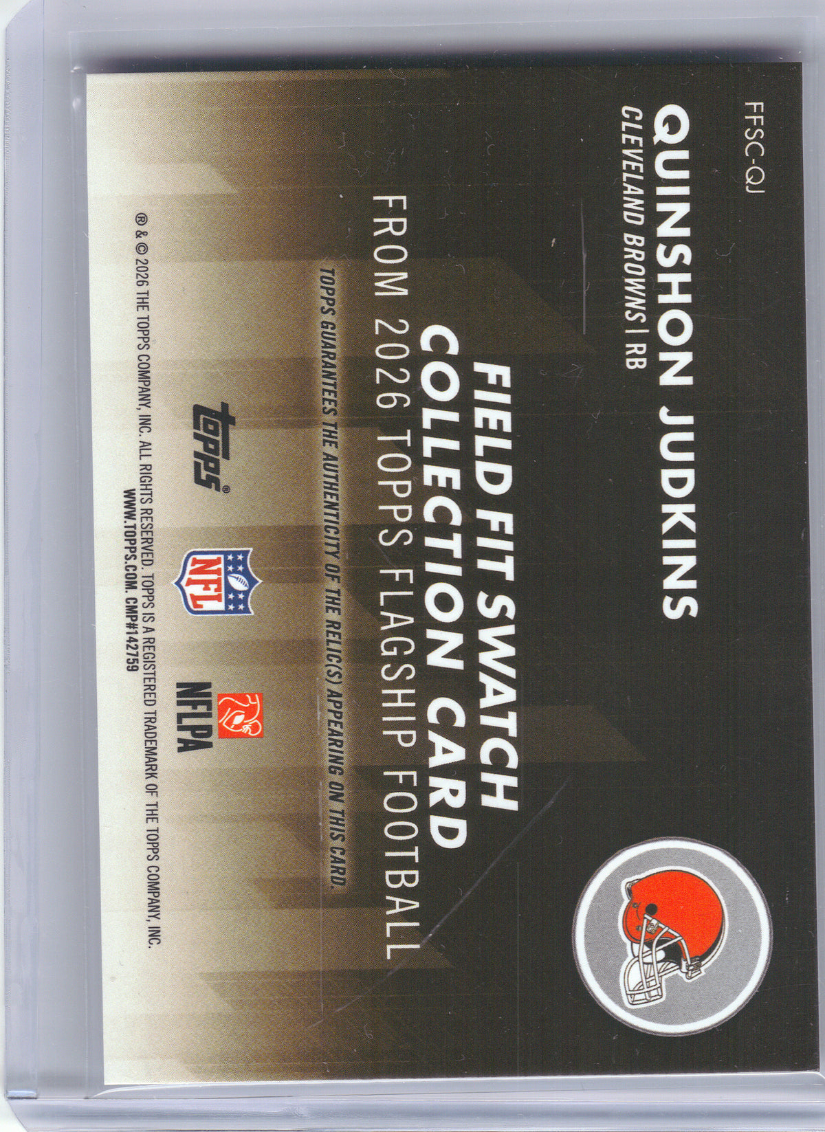 2026 Topps Flagship #FFSC-QJ Quinshon Judkins Field Fit Swatches Cleveland Browns MEM