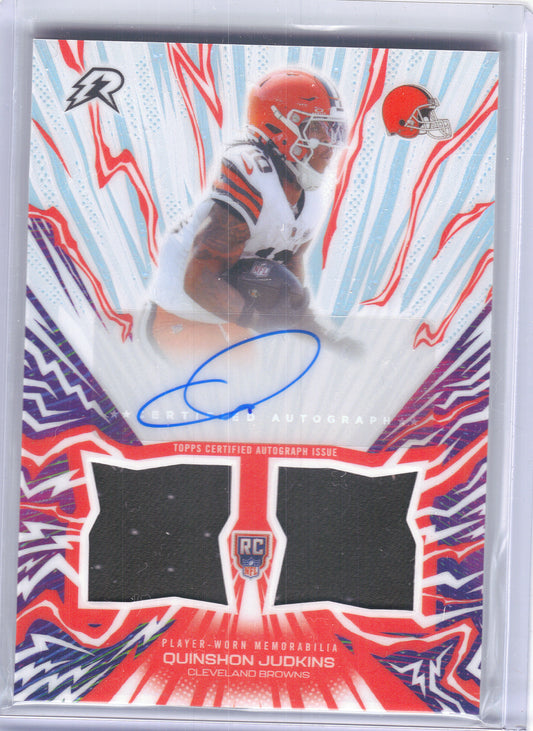 2025 Topps Resurgence #AU-QJ Quinshon Judkins Amped Up Rookie Relic Autographs Cleveland Browns MEM, AU
