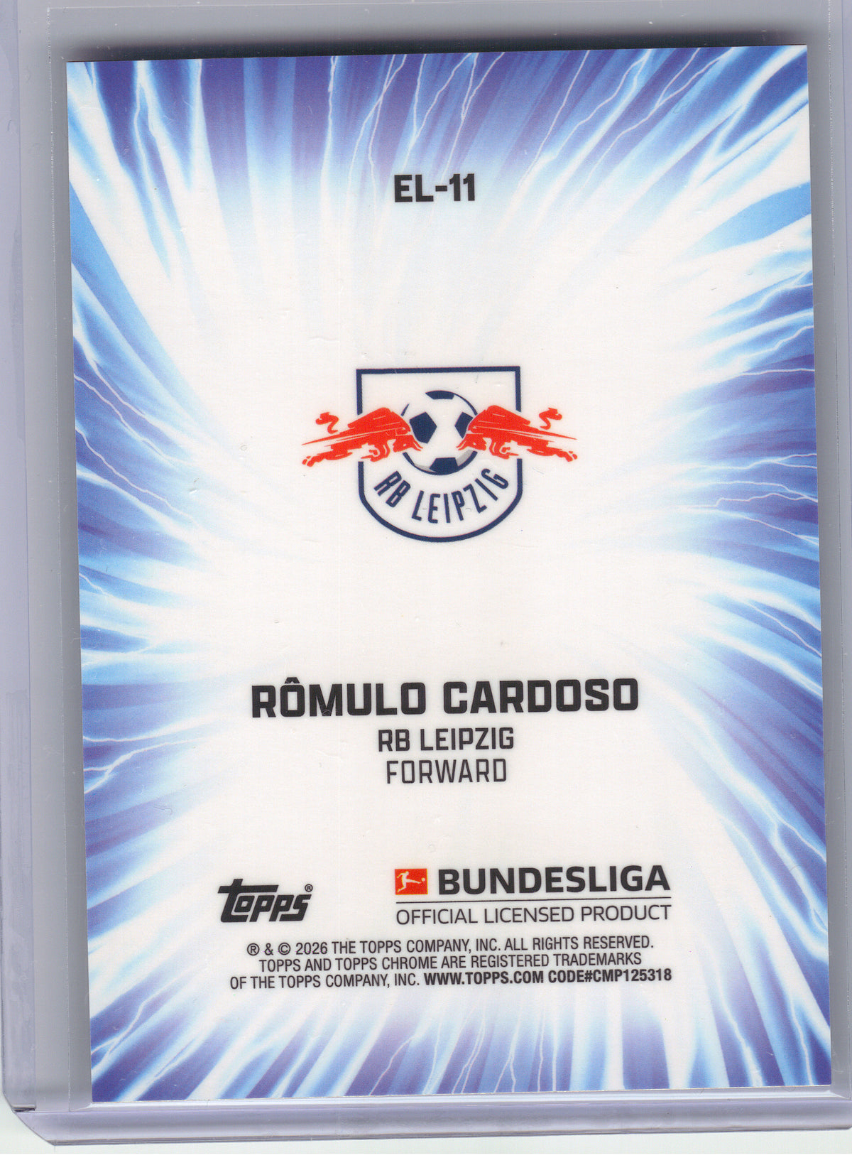 2025-26 Topps Chrome Bundesliga #EL-11 Rômulo Cardoso Electrified RB Leipzig