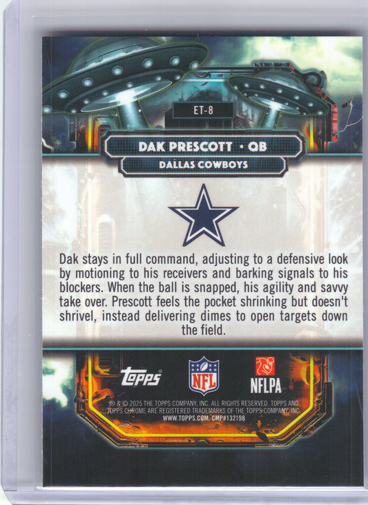 2025 Topps Chrome Cosmic #ET-8 Dak Prescott Extraterrestrial Talent Dallas Cowboys