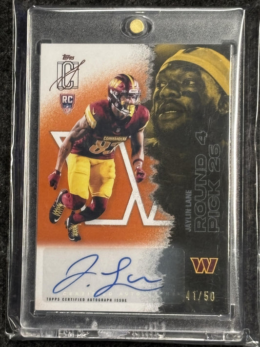 2025 Topps Signature Class #231 Jaylin Lane Autographs Orange #/50 Washington Commanders SN, RC, AU