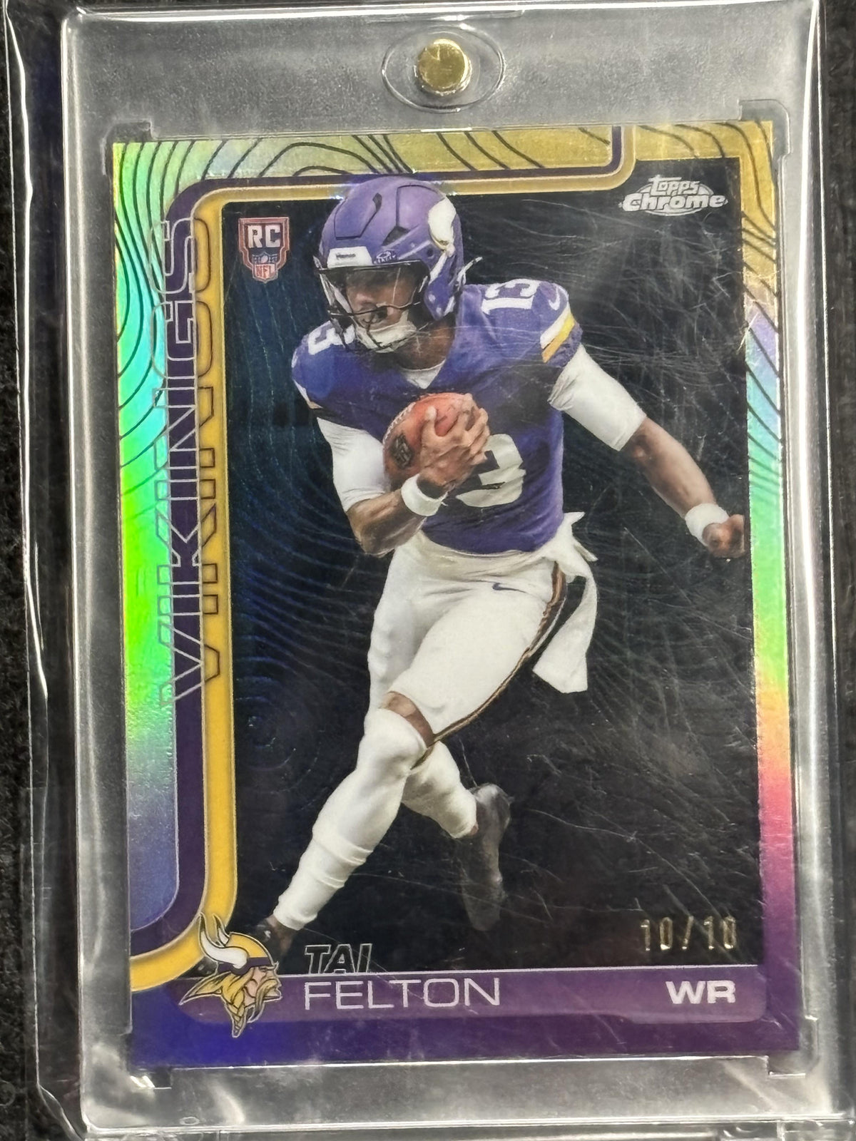 2025 Topps Chrome #395 Tai Felton Back Etch /10 Minnesota Vikings SN, RC