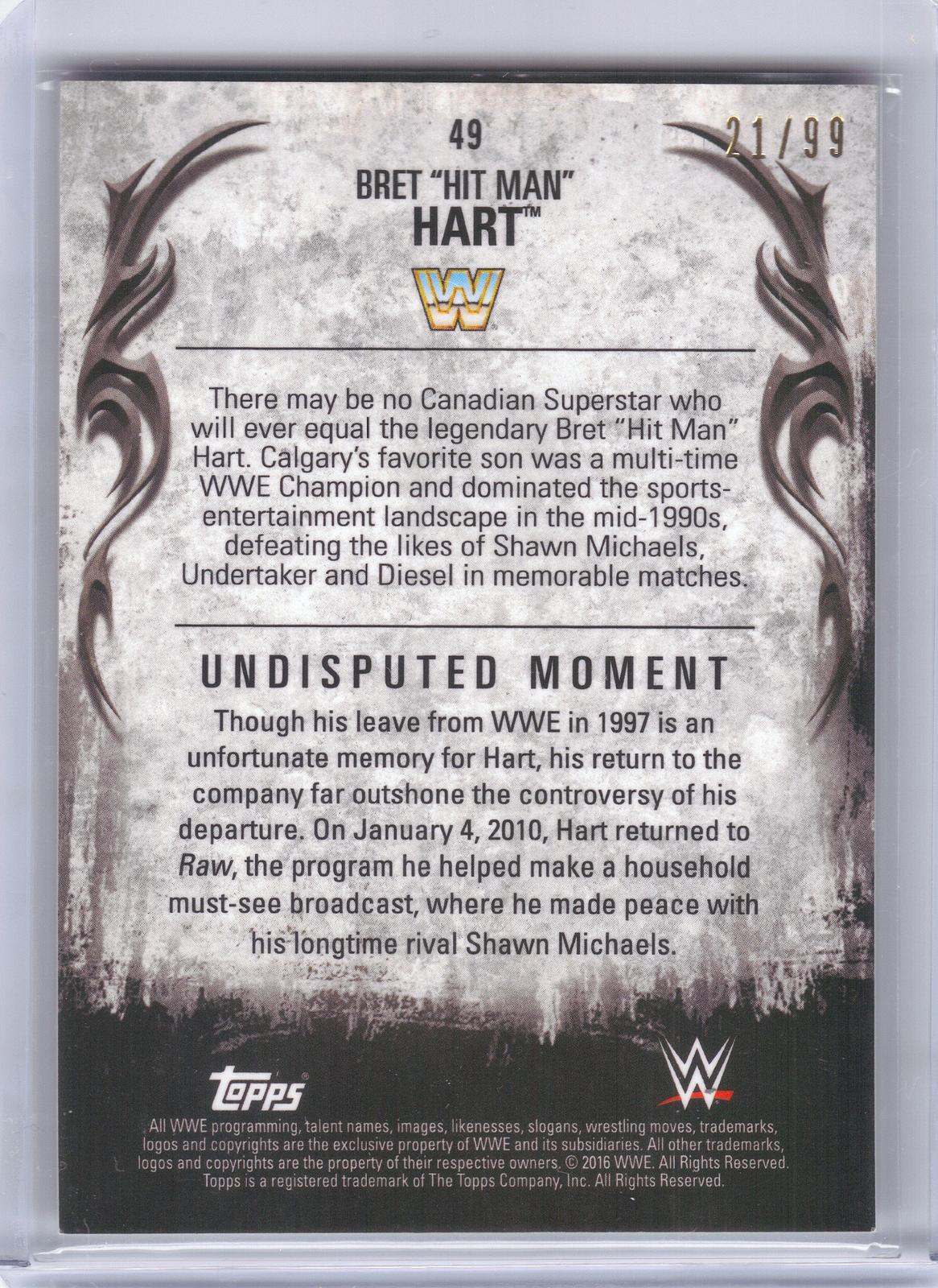 2016 Topps WWE Undisputed #49 Bret "Hit Man" Hart Bronze #'d/99