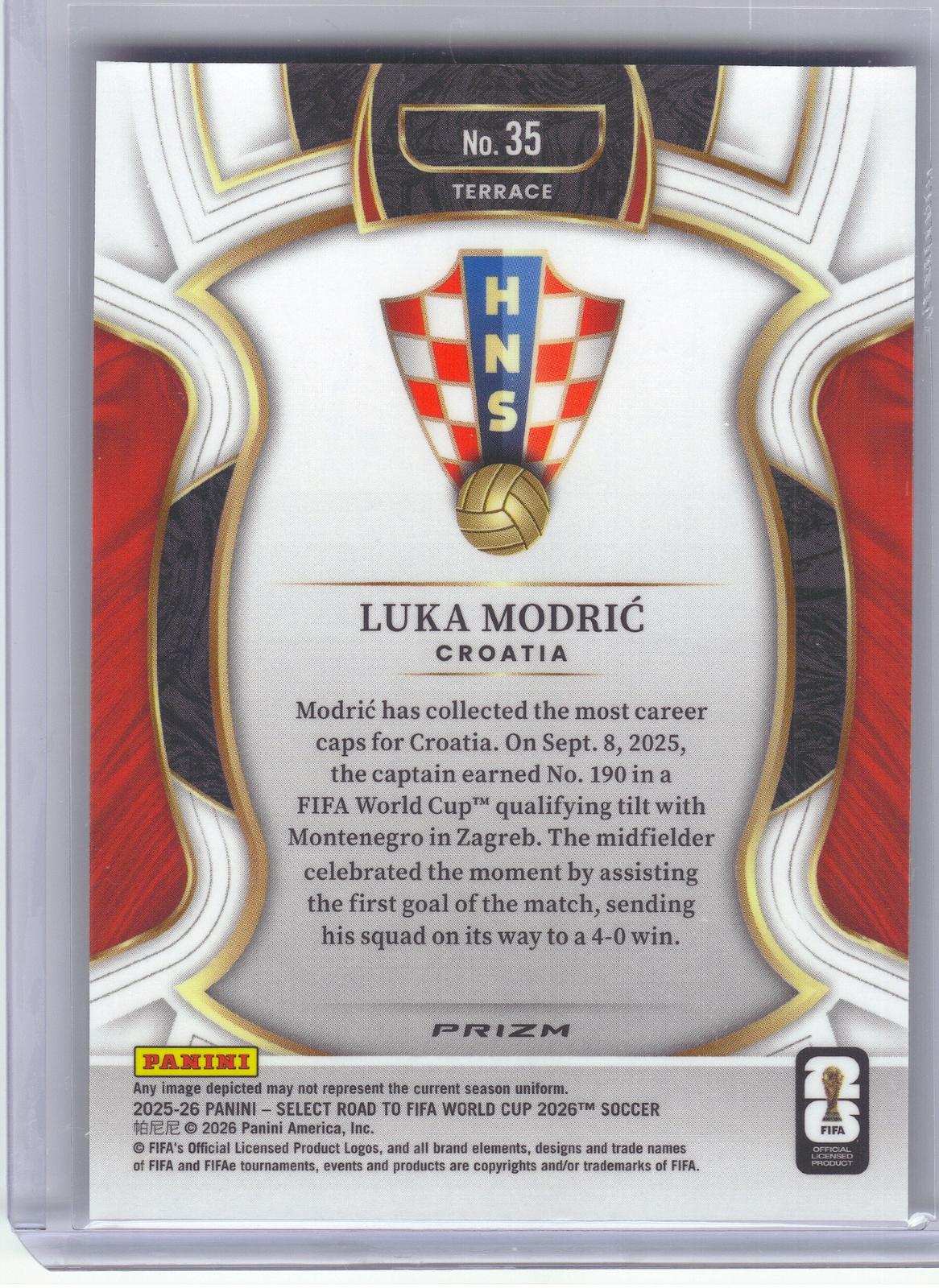 2025-26 Panini Select Road to FIFA World Cup #35 Luka Modric Purple Mojo Croatia