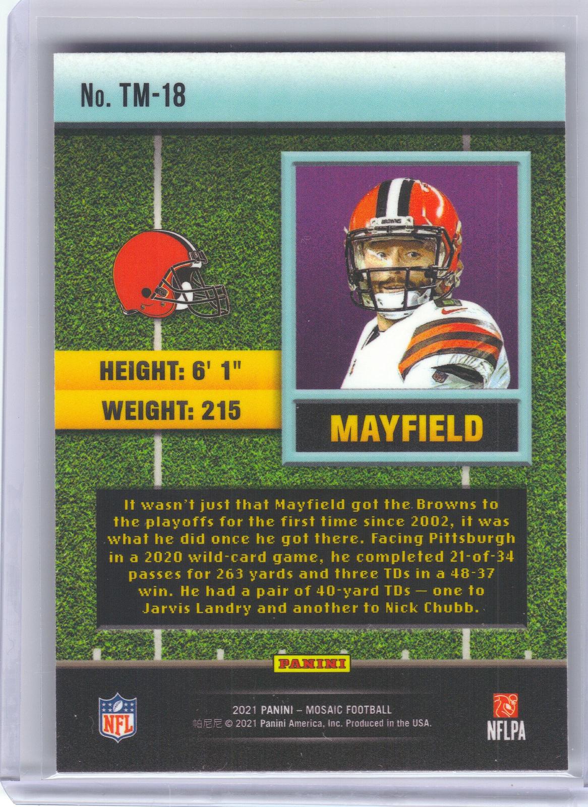 2021 Panini Mosaic #TM-18 Baker Mayfield Touchdown Masters Cleveland Browns