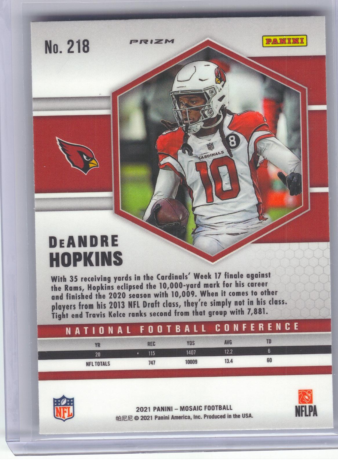2021 Panini Mosaic #218 DeAndre Hopkins Prizm Silver Arizona Cardinals