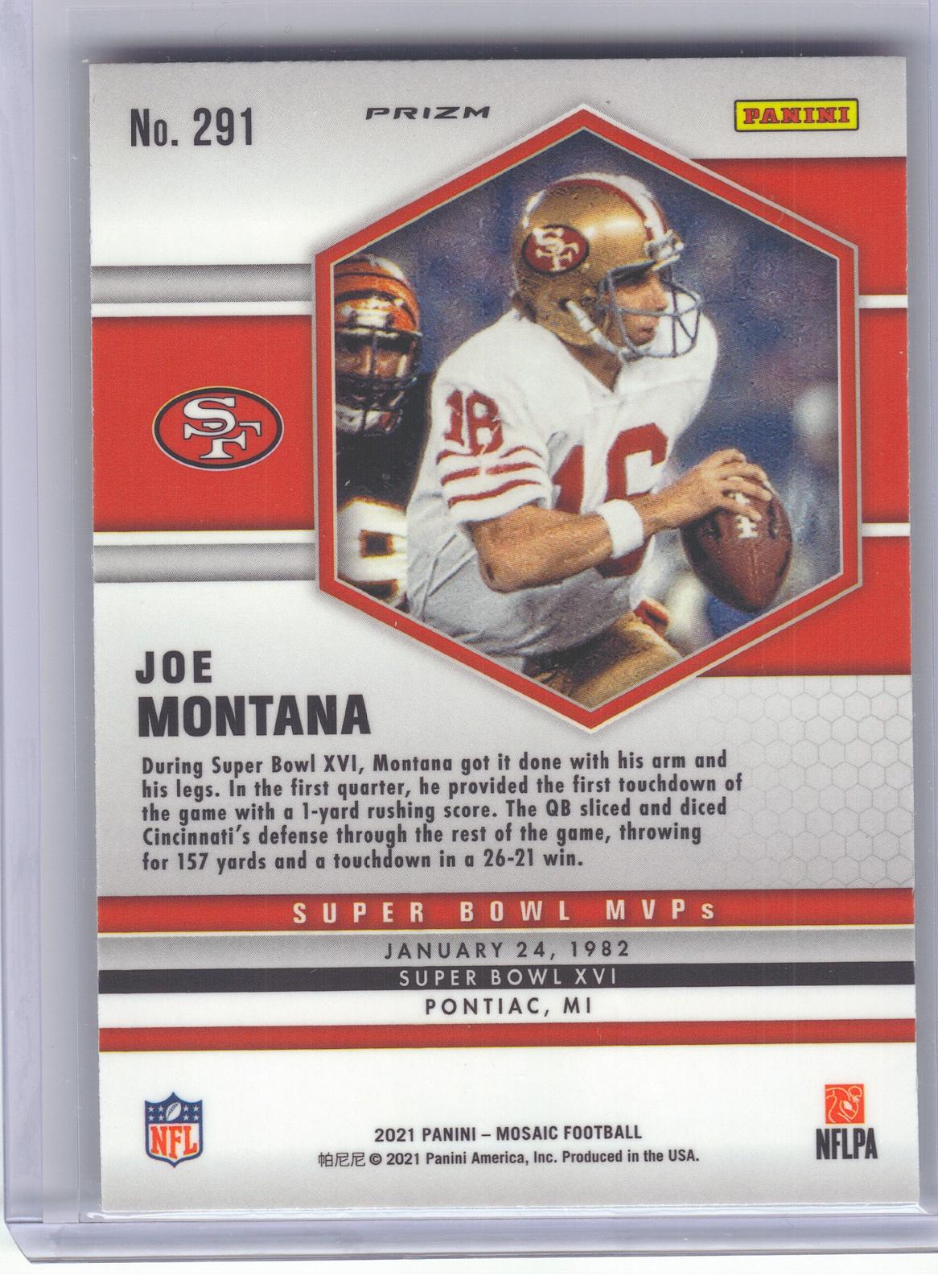 2021 Panini Mosaic #291 Joe Montana Prizm Reactive Yellow San Francisco 49ers
