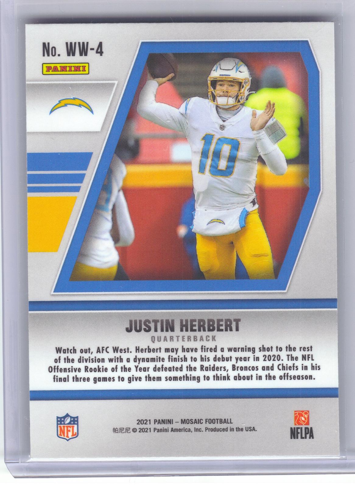 2021 Panini Mosaic #WW-4 Justin Herbert Will to Win Los Angeles Chargers
