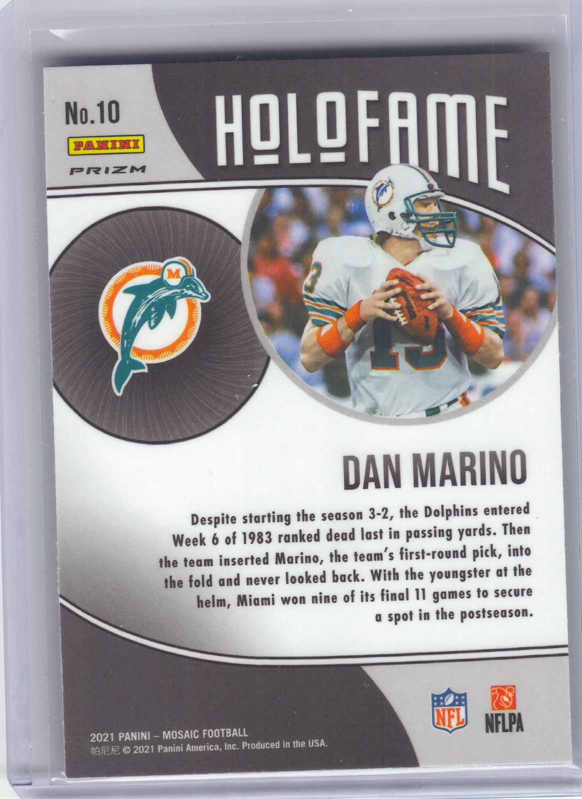 2021 Panini Mosaic #10 Dan Marino HoloFame Mosaic Green Miami Dolphins