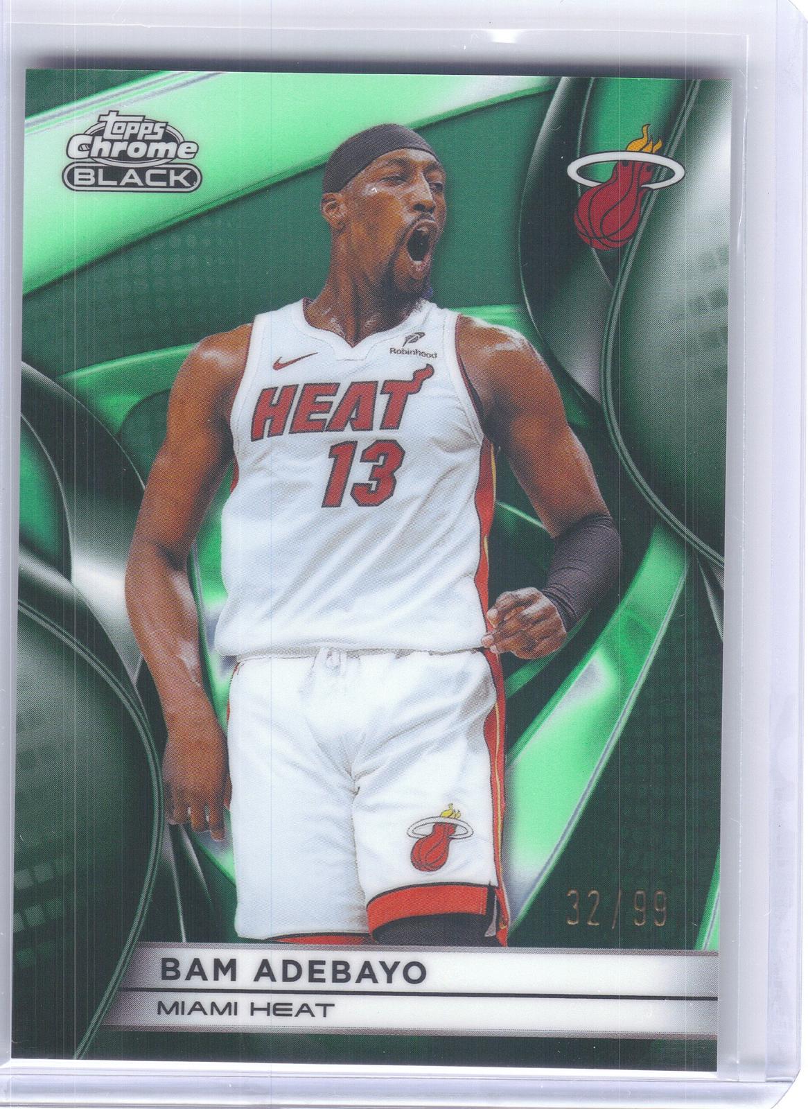 2025-26 Topps Chrome Black #35 Bam Adebayo Green Refractor #/99 Miami Heat SN