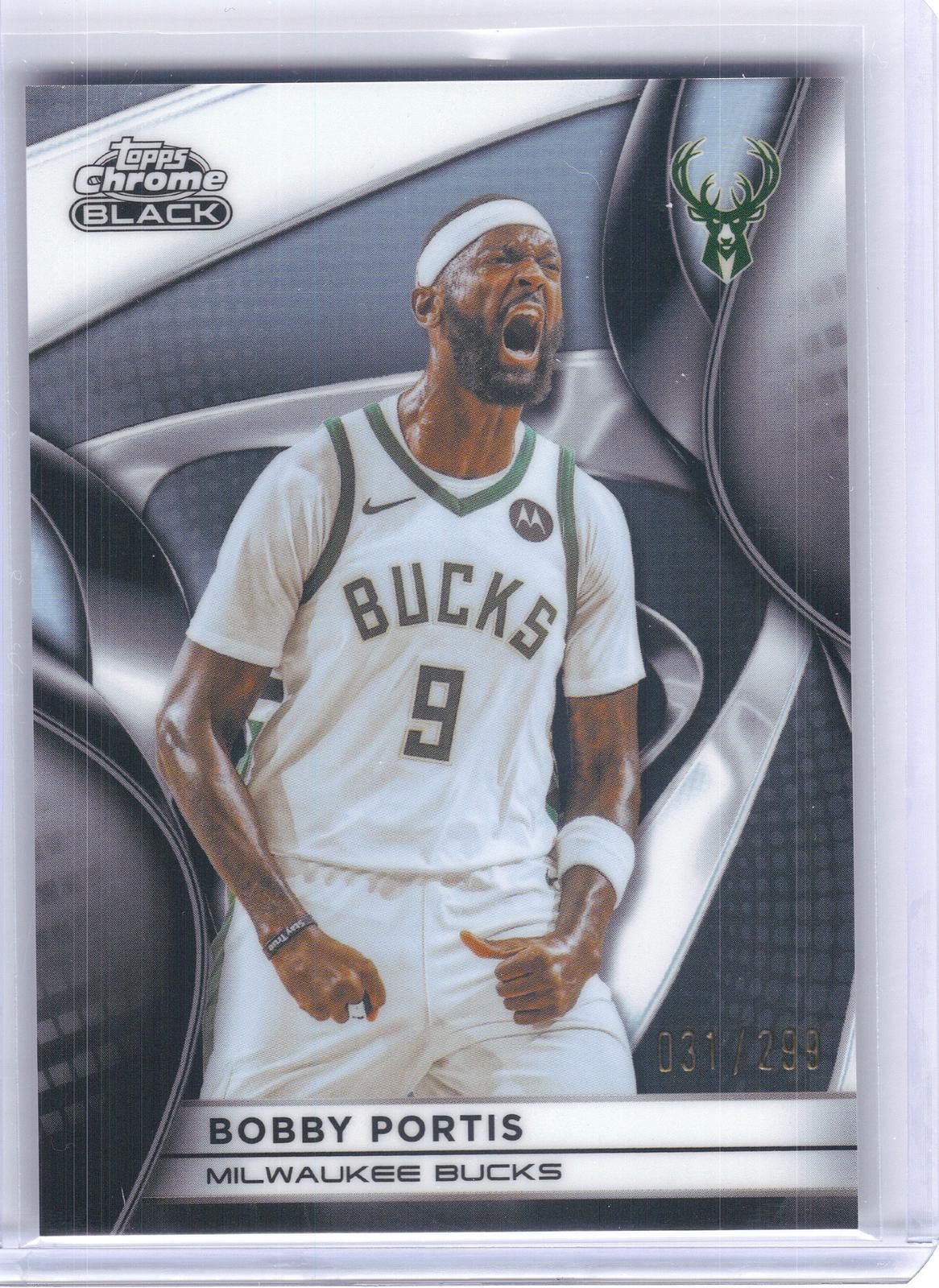 2025-26 Topps Chrome Black #49 Bobby Portis Refractor #/299 Milwaukee Bucks SN