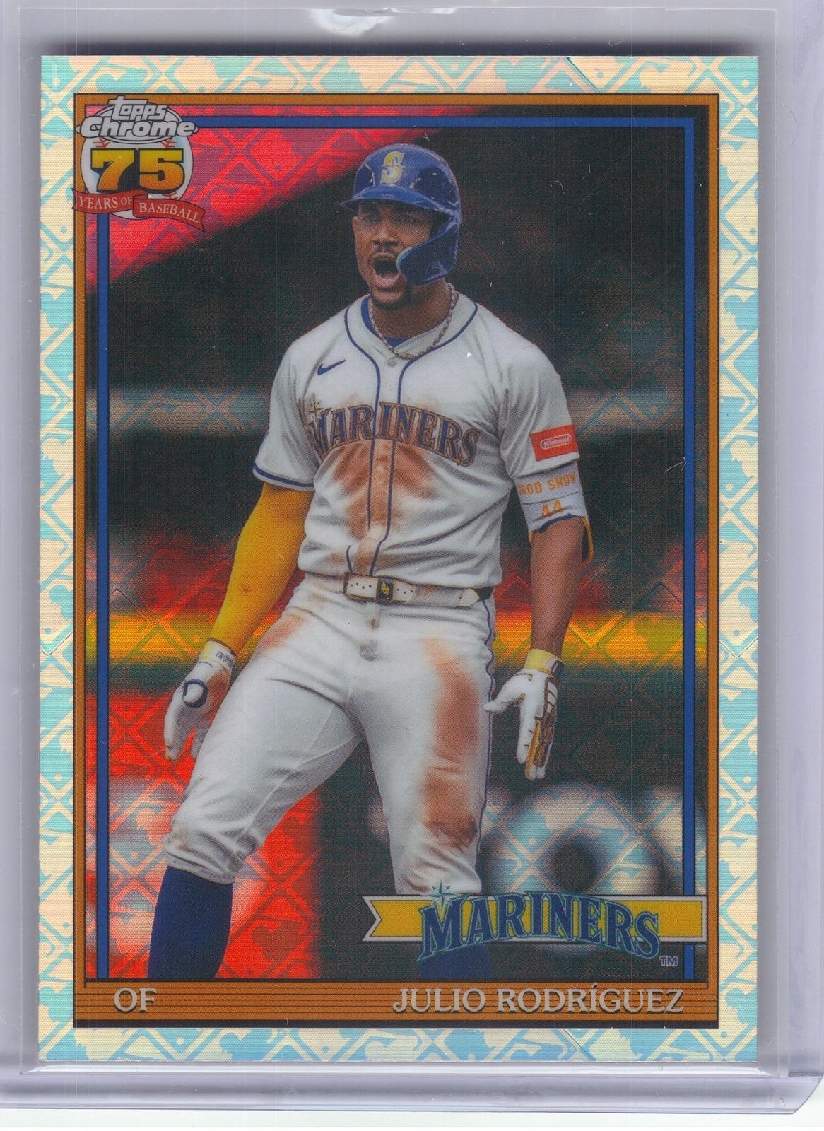 2026 Topps Chrome Logofractor Edition #91CB-13 Julio Rodríguez 1991 Topps Baseball 35th Anniversary Seattle Mariners