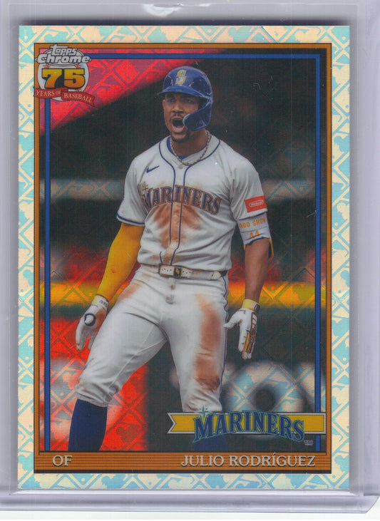 2026 Topps Chrome Logofractor Edition #91CB-13 Julio Rodríguez 1991 Topps Baseball 35th Anniversary Seattle Mariners
