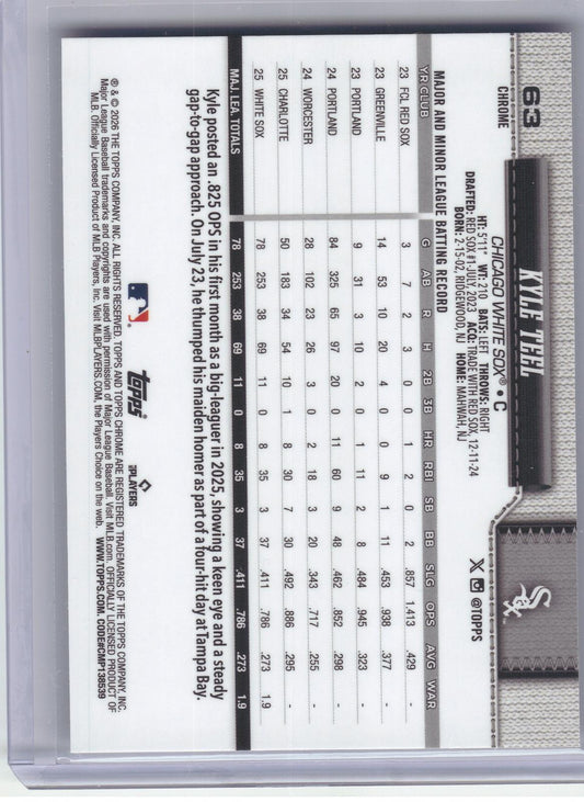 2026 Topps Chrome Logofractor Edition #63 Kyle Teel Chicago White Sox RC