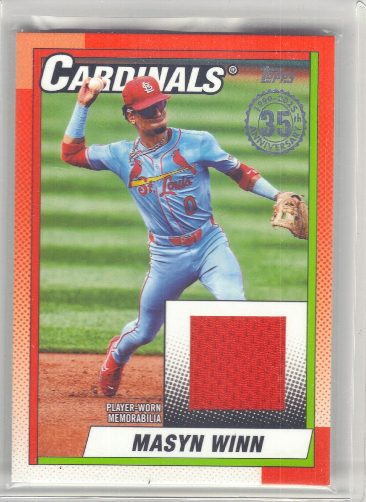 2025 Topps #T90R-MAS Masyn Winn 1990 Topps Baseball 35th Anniversary Relics (Series One) St. Louis Cardinals MEM