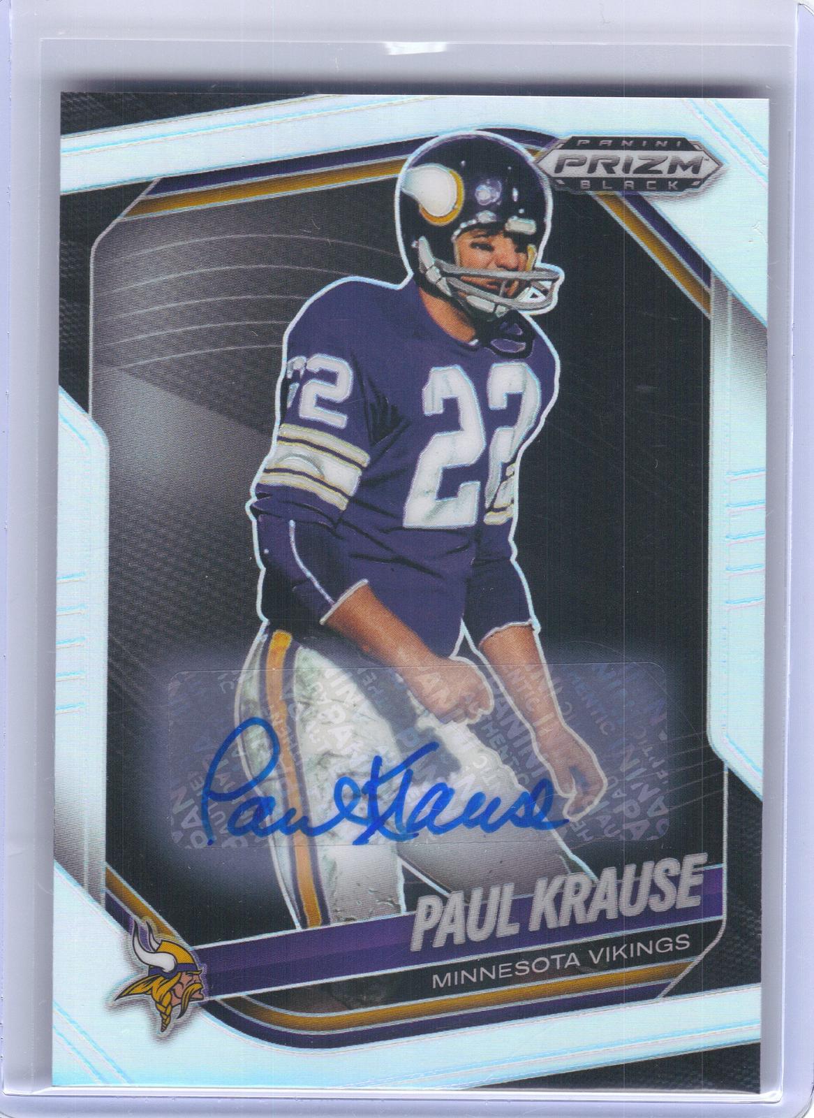 2025 Panini Prizm Black #88 Paul Krause Autographs Prizm Silver Minnesota Vikings AU