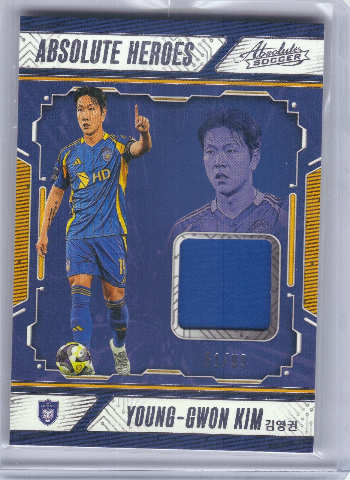 2025 Panini Absolute K League #AH-YGK Young-Gwon Kim Absolute Heroes Memorabilia #/99 Ulsan HD FC SN, MEM