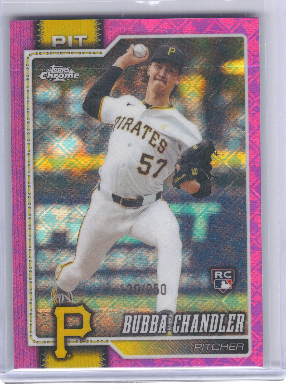 2026 Topps Chrome Logofractor Edition #93 Bubba Chandler Pink Refractor #/250 Pittsburgh Pirates SN, RC