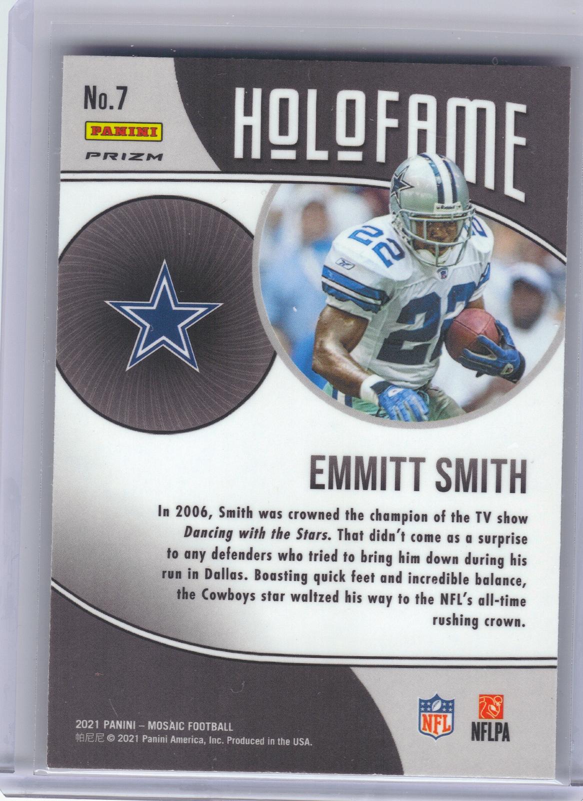 2021 Panini Mosaic #7 Emmitt Smith HoloFame Mosaic Green Dallas Cowboys