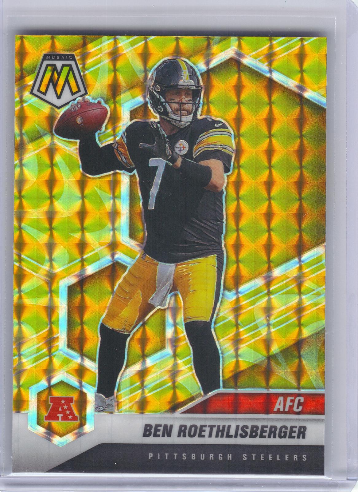 2021 Panini Mosaic #230 Ben Roethlisberger Prizm Reactive Yellow Pittsburgh Steelers
