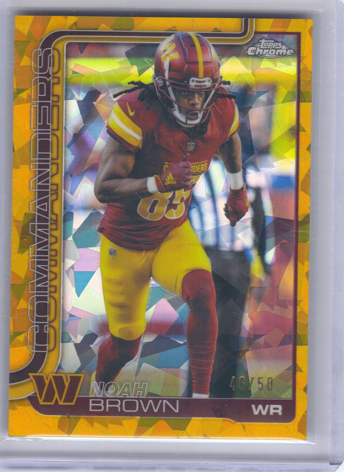 2025 Topps Chrome Sapphire Edition #293 Noah Brown Gold Sapphire #/50 Washington Commanders SN