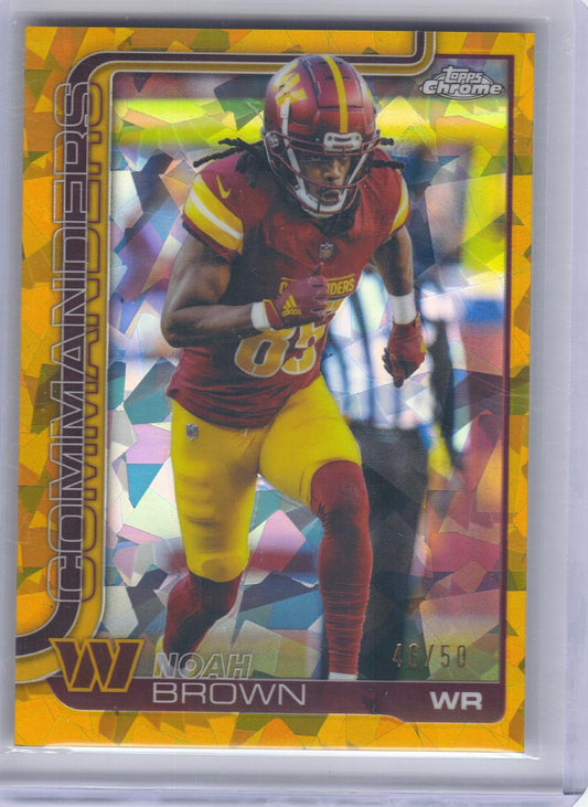 2025 Topps Chrome Sapphire Edition #293 Noah Brown Gold Sapphire #/50 Washington Commanders SN