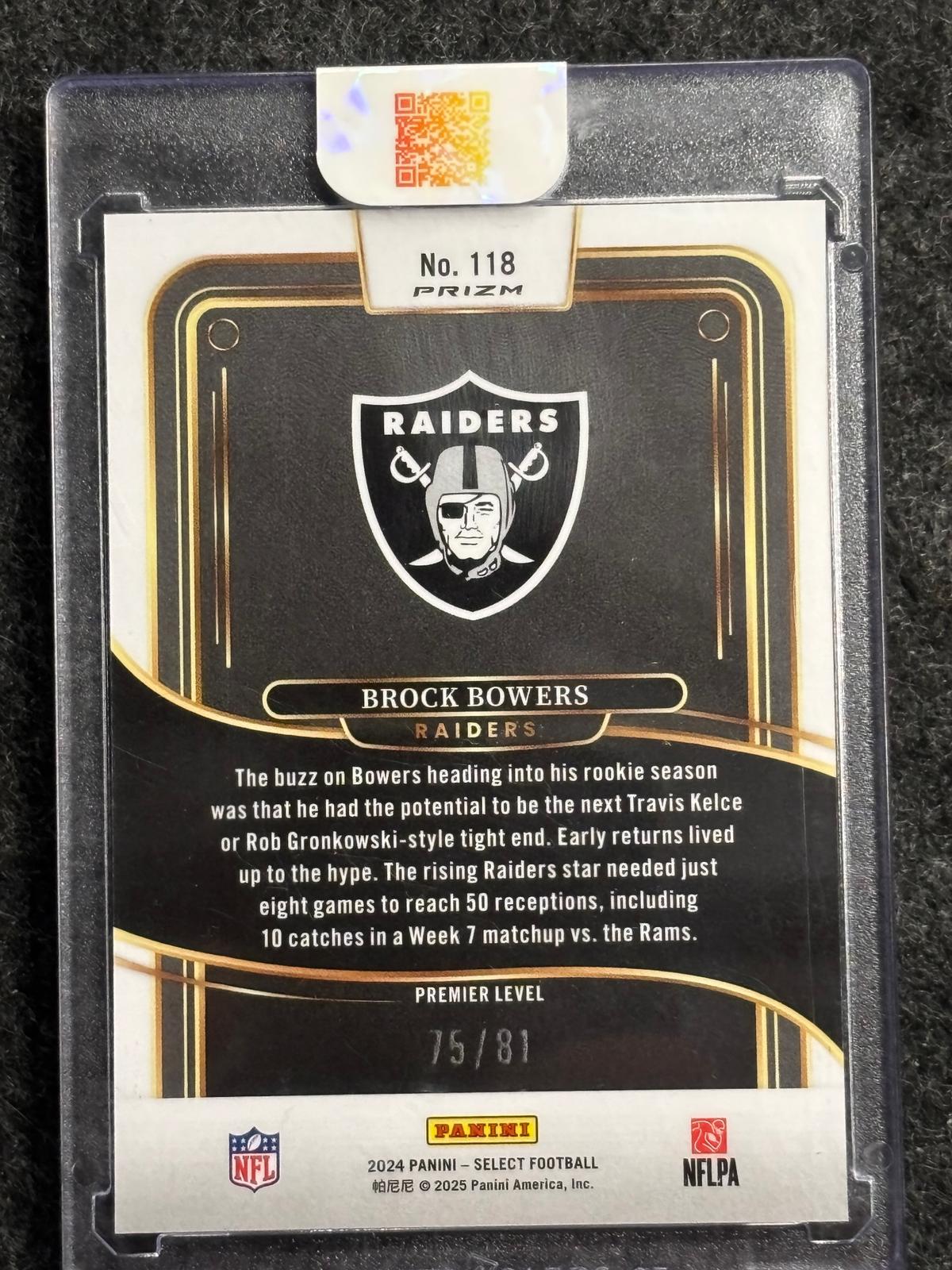 2024 Panini Select #118 Brock Bowers Dragon Scale Prizm #/81 Las Vegas Raiders SN, RC