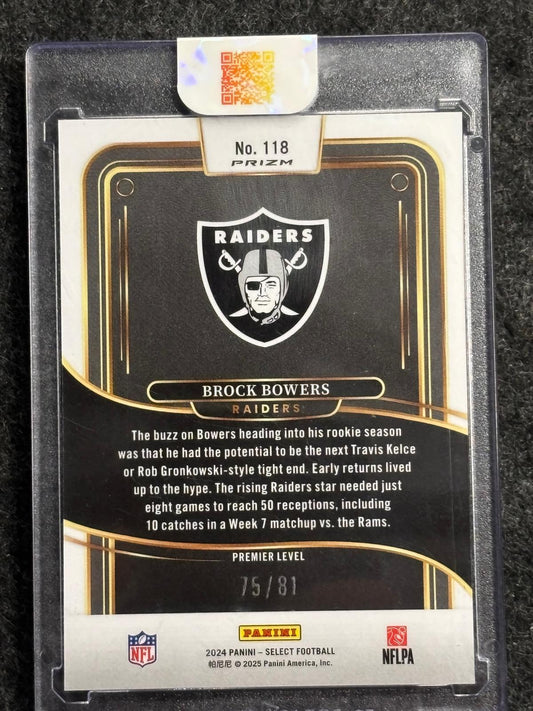 2024 Panini Select #118 Brock Bowers Dragon Scale Prizm #/81 Las Vegas Raiders SN, RC