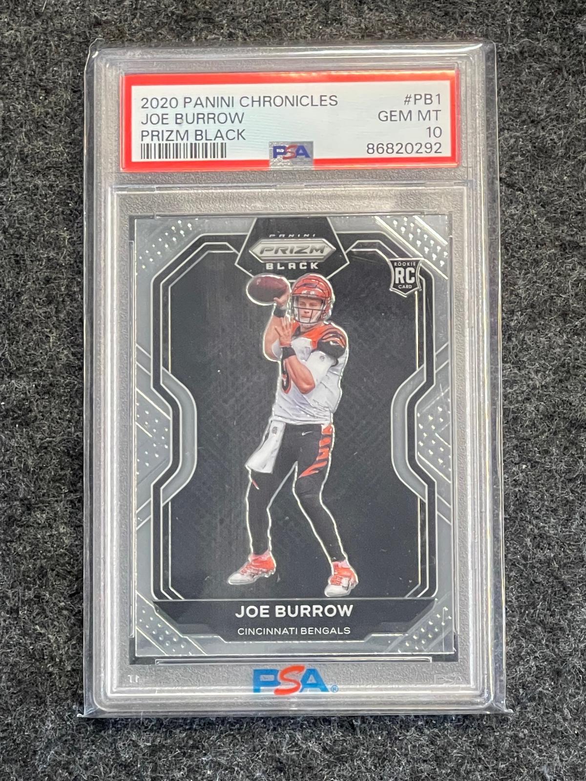 2020 Panini Chronicles #PB-1 Joe Burrow Prizm Black PSA 10 Cincinnati Bengals