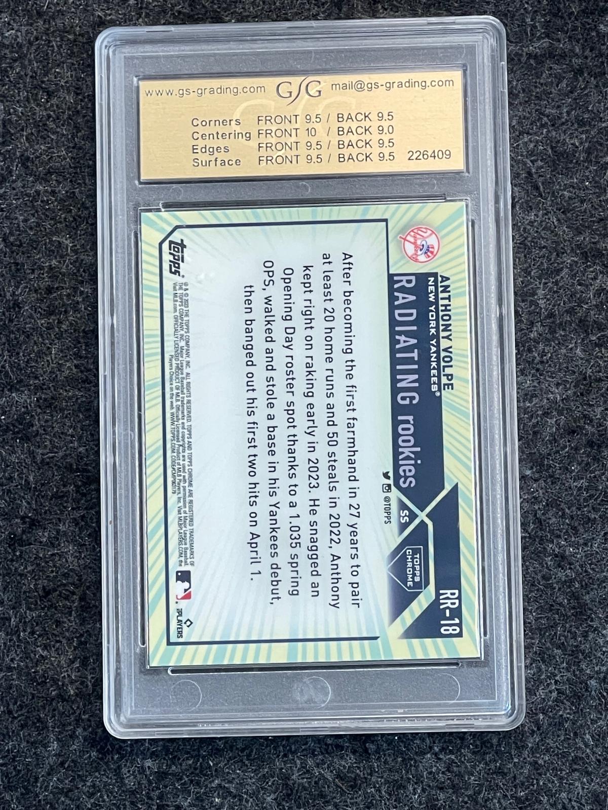 2023 Topps Chrome #RR-18 Anthony Volpe Radiating Rookies GSG 9.5 New York Yankees