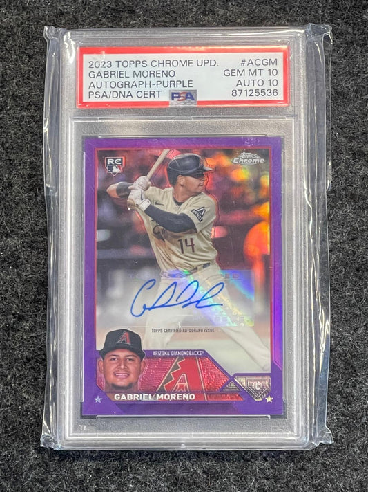 2023 Topps Chrome Update #AC-GM Gabriel Moreno Autographs Purple PSA 10 #/250 Arizona Diamondbacks SN, AU