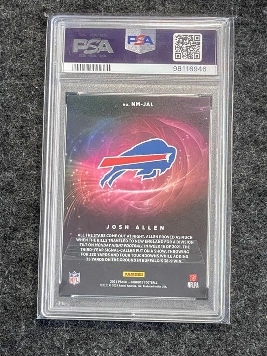 2021 Donruss #NM-JAL Josh Allen Night Moves PSA 8 Buffalo Bills
