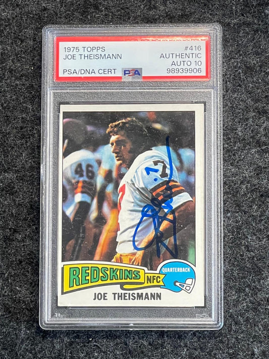 1975 Topps #416 Joe Theismann Auto PSA Authentic Washington Redskins RC, AU