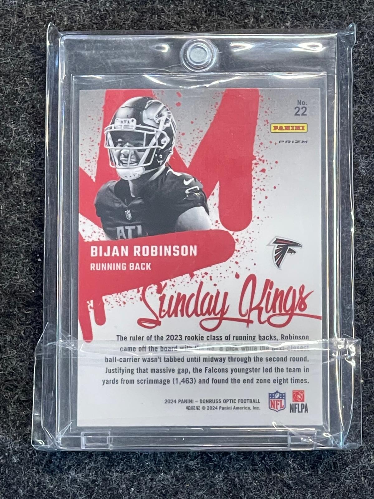 2024 Donruss Optic #22 Bijan Robinson Sunday Kings Atlanta Falcons