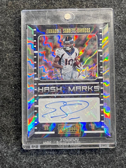 2022 Panini Playbook #HM-ES Emmanuel Sanders Hash Marks Gold #/49 Denver Broncos SN, AU