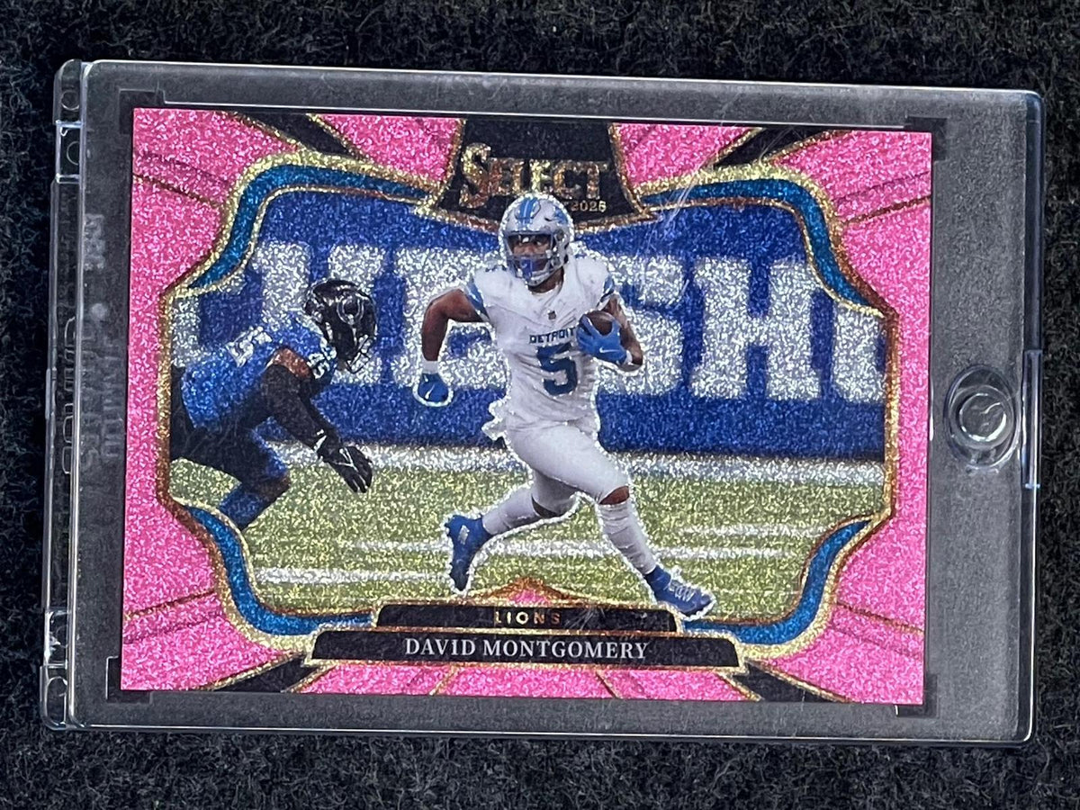 2025 Panini Select #469 David Montgomery Pink Glitter Prizm #/15 Detroit Lions SN