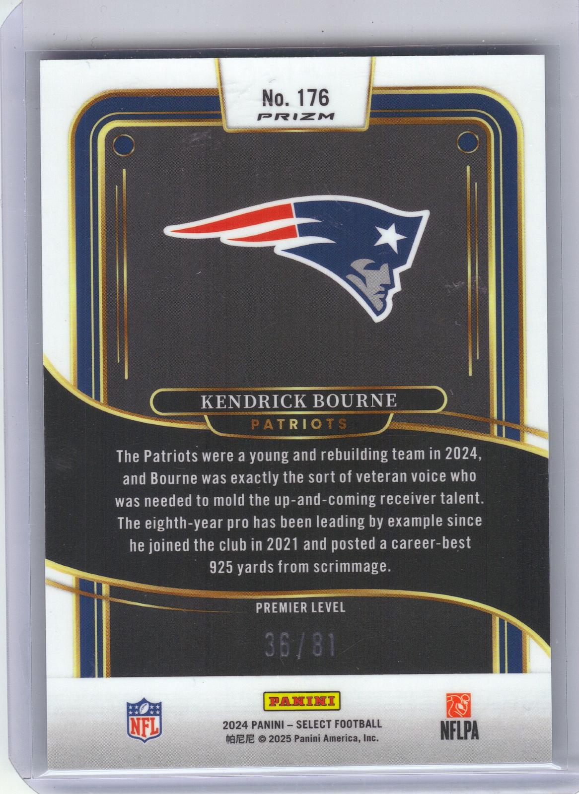 2024 Panini Select #176 Kendrick Bourne Dragon Scale Prizm #/81 New England Patriots SN